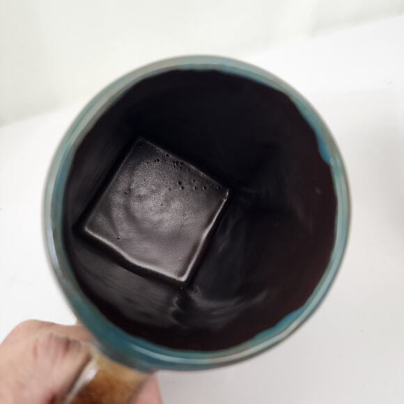 Mara Mexico Pottery Stoneware Square Mug Moose Pine Trees Moon Stars - Signed - Picture 5 of 7